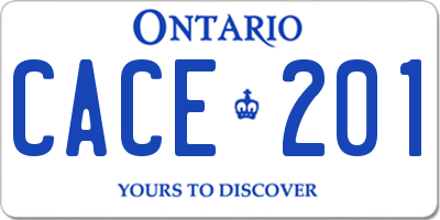 ON license plate CACE201