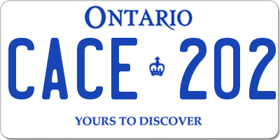 ON license plate CACE202