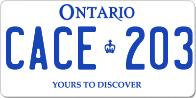 ON license plate CACE203