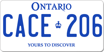 ON license plate CACE206