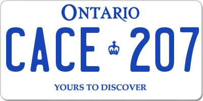 ON license plate CACE207