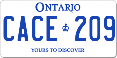 ON license plate CACE209