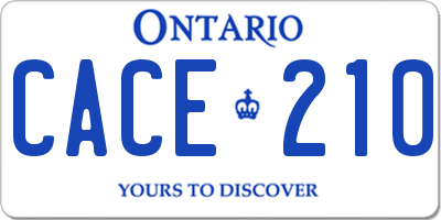 ON license plate CACE210