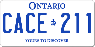 ON license plate CACE211