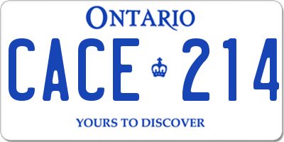 ON license plate CACE214