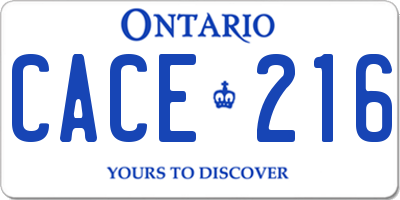 ON license plate CACE216