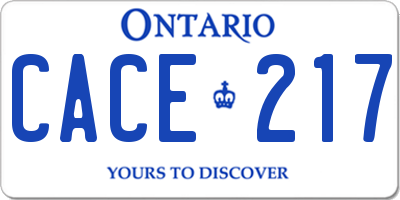 ON license plate CACE217