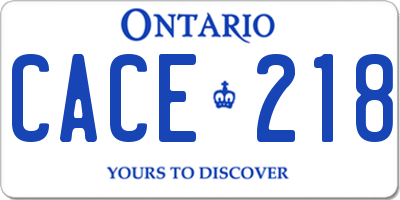 ON license plate CACE218