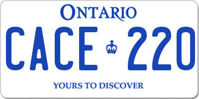 ON license plate CACE220