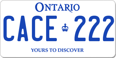 ON license plate CACE222