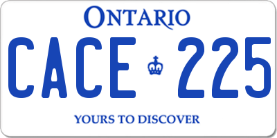 ON license plate CACE225