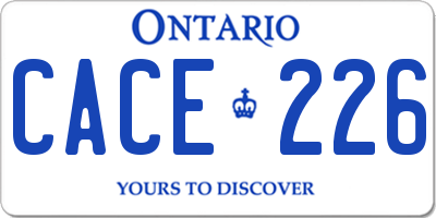 ON license plate CACE226