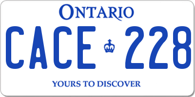 ON license plate CACE228