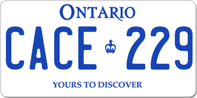 ON license plate CACE229