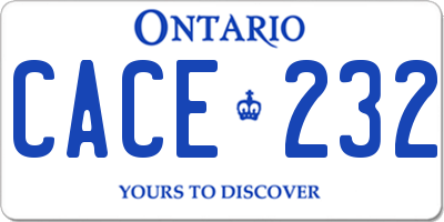 ON license plate CACE232