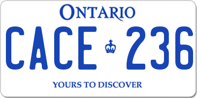 ON license plate CACE236