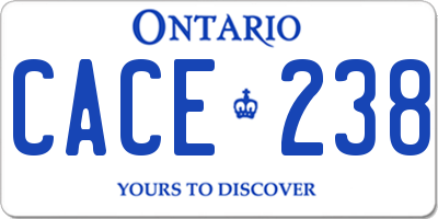 ON license plate CACE238