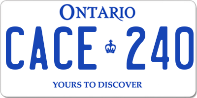 ON license plate CACE240