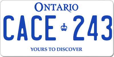 ON license plate CACE243