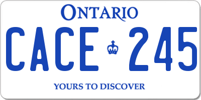 ON license plate CACE245