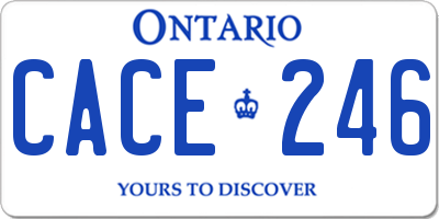 ON license plate CACE246