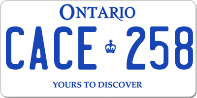 ON license plate CACE258