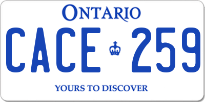 ON license plate CACE259