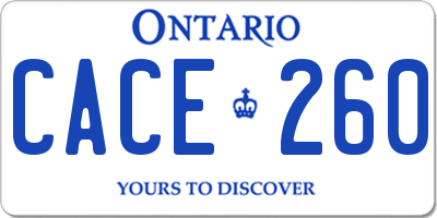 ON license plate CACE260