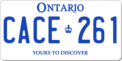 ON license plate CACE261