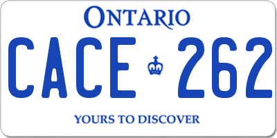 ON license plate CACE262