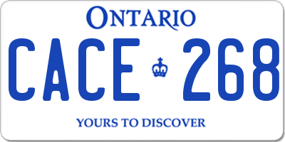 ON license plate CACE268