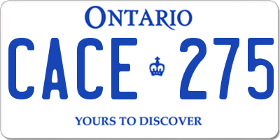 ON license plate CACE275