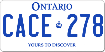 ON license plate CACE278