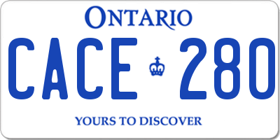 ON license plate CACE280