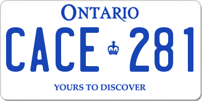 ON license plate CACE281