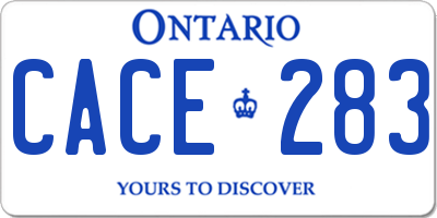 ON license plate CACE283