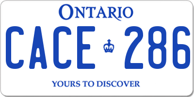 ON license plate CACE286