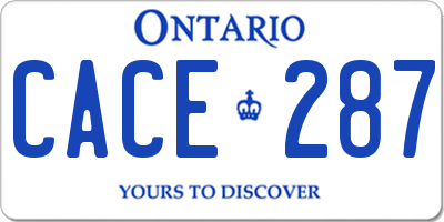 ON license plate CACE287