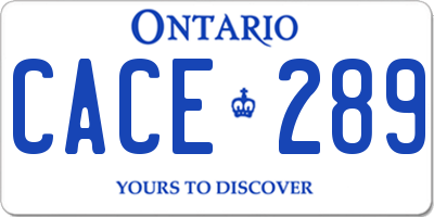 ON license plate CACE289