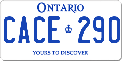 ON license plate CACE290