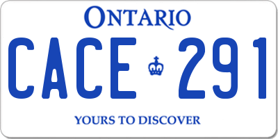 ON license plate CACE291