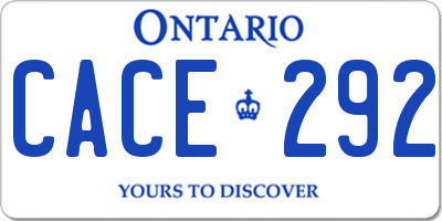 ON license plate CACE292