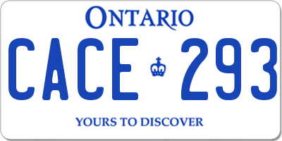 ON license plate CACE293