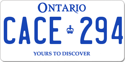 ON license plate CACE294