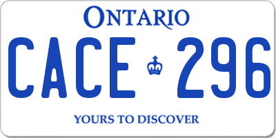 ON license plate CACE296