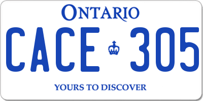 ON license plate CACE305