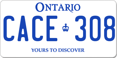 ON license plate CACE308