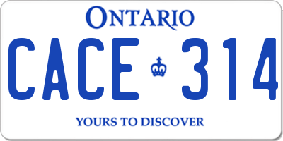 ON license plate CACE314