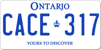 ON license plate CACE317