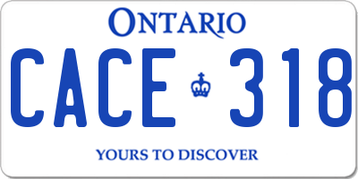 ON license plate CACE318